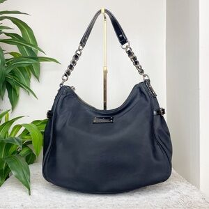 Kate Spade Nylon Black Hobo Shoulder Bag with chain link handle
